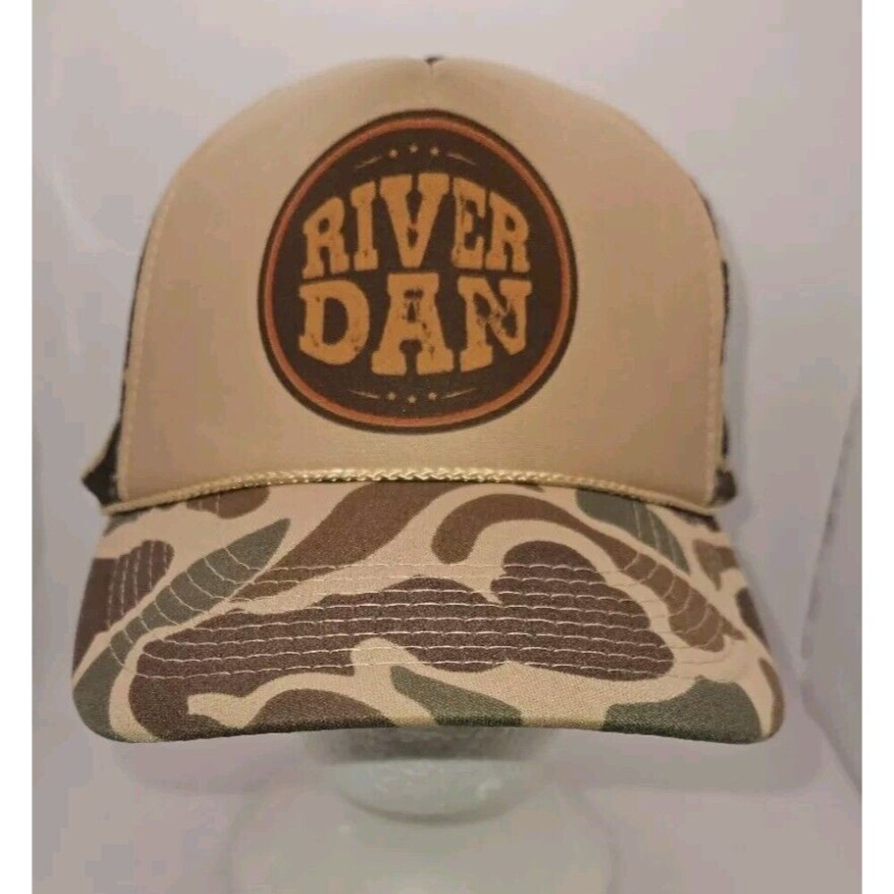 Vtg River Dan Camo Trucker Hat Cap Country Music Artist Camouflage Nissun Foam